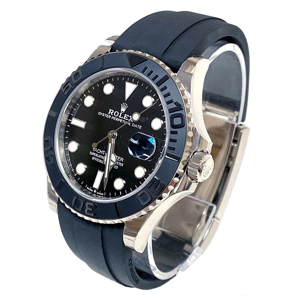 Rolex White Gold Yacht-Master 42 Watch - Black Dial - Oysterflex Strap - Image 3