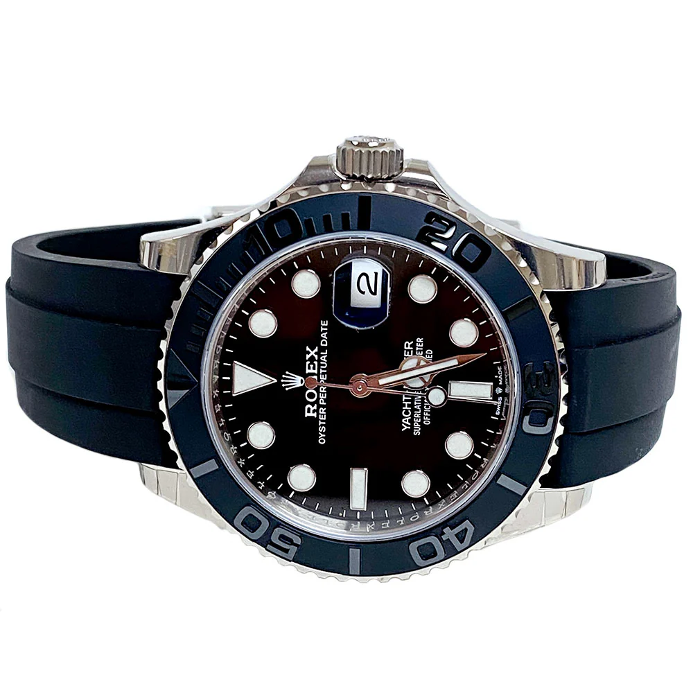 Rolex White Gold Yacht-Master 42 Watch - Black Dial - Oysterflex Strap - Image 5